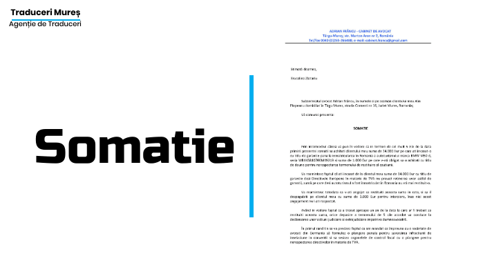 Acte Avocatiale | Somatie | RO